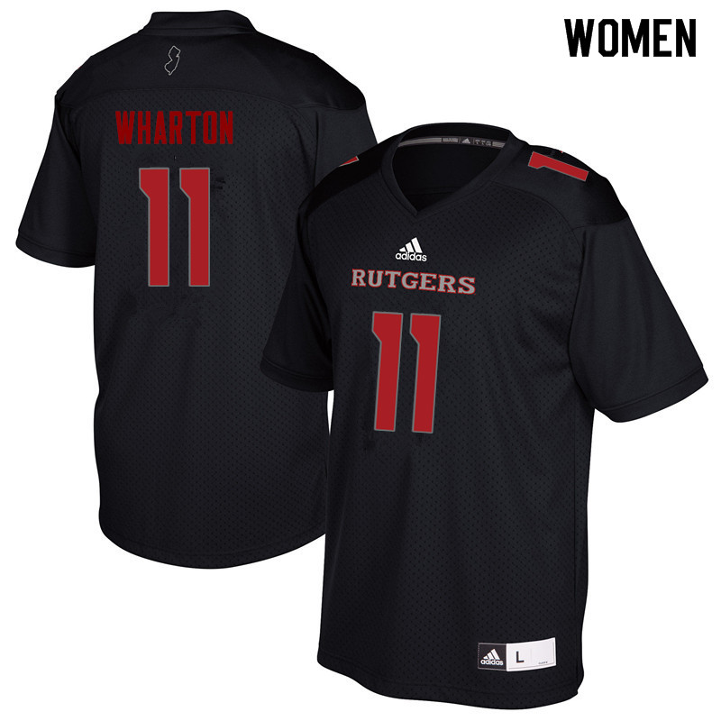 Women #11 Isaiah Wharton Rutgers Scarlet Knights College Football Jerseys Sale-Black